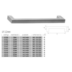 ASA CUADRADA 12X256MM INOX MATE